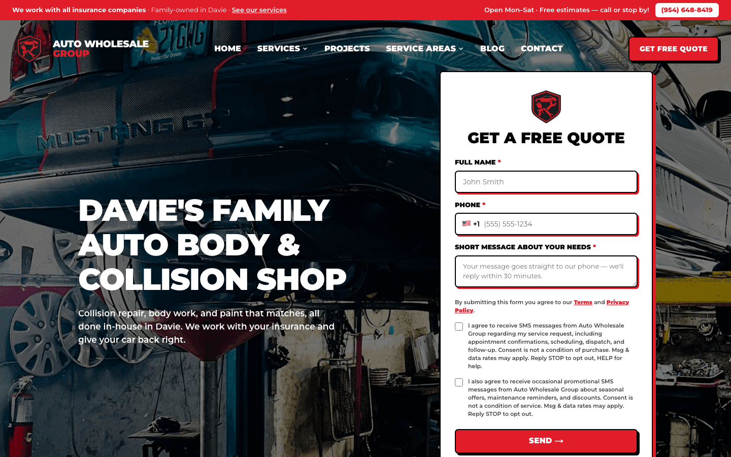 Screenshot of the Auto Wholesale Group website