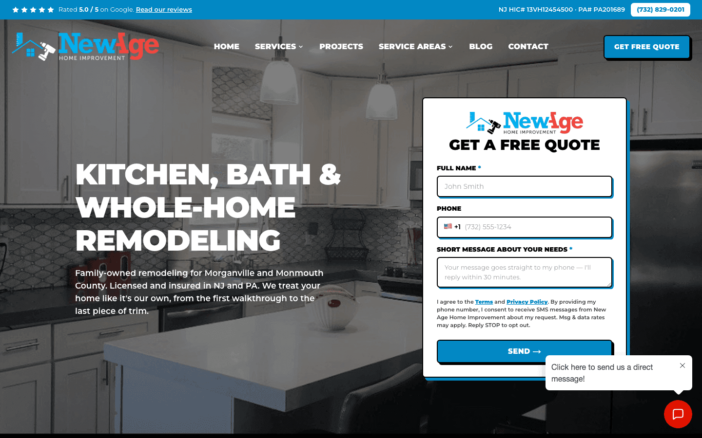 Screenshot of the New Age Home Improvement website
